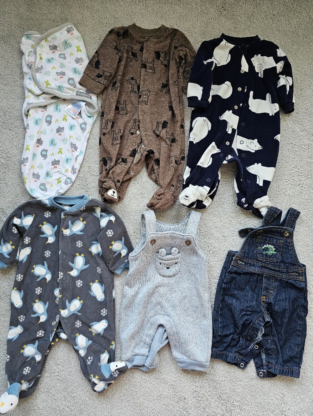 32pc baby boy clothing NB 3 month swaddle footies pants fleece overalls muslin - Picture 5 of 5